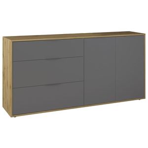 NABBI Neston 1600-2D/3DR dvojdverová komoda so zásuvkami sivý grafit / dub wotan vyobraziť
