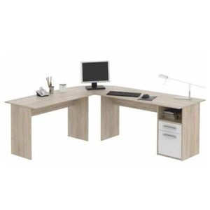 KONDELA Maurus MA11 New rohový pc stolík dub sonoma / biela vyobraziť