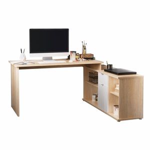 KONDELA Dalton 2 New L/P rohový pc stolík dub sonoma / biela vyobraziť