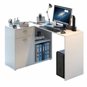 KONDELA Kalimero rohový pc stolík biela vyobraziť