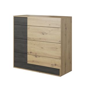 KONDELA Bafra 4S zásuvková komoda dub artisan / čierna borovica nórska vyobraziť