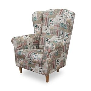 KONDELA Charlot kreslo (ušiak) vzor patchwork Viorica 1 vyobraziť