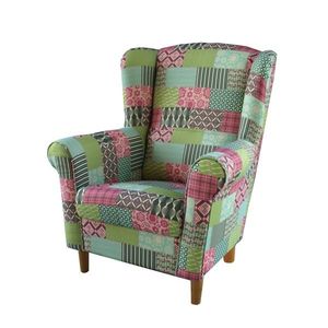 KONDELA Charlot kreslo (ušiak) vzor patchwork M1 vyobraziť