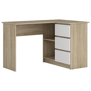 NABBI Afors rohový pc stolík dub sonoma / biela vyobraziť