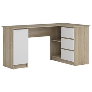 NABBI Alsen rohový pc stolík dub sonoma / biela vyobraziť