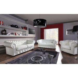 PYKA Chesterfield kožená sedacia súprava wenge / biela (White snow) vyobraziť
