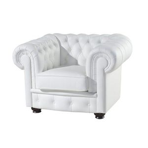 PYKA Chesterfield kožené kreslo wenge / biela (White snow) vyobraziť