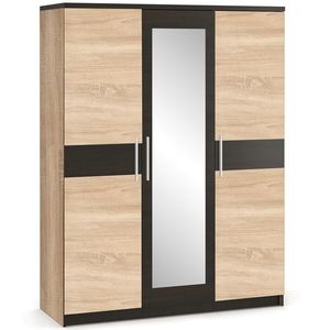 NABBI Verify W-3D trojdverová šatníková skriňa so zrkadlom dub sonoma / wenge vyobraziť