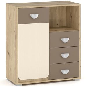 NABBI Loros CH-3DRWS1D jednodverová komoda so zásuvkami dub artisan / latte / champagne vyobraziť
