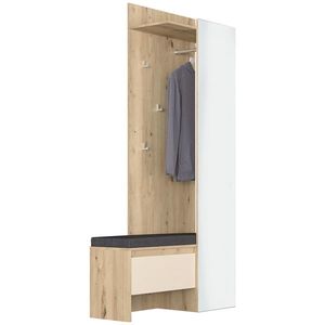 NABBI Thebes HW vešiakový panel s lavicou a zrkadlom dub artisan / champagne vyobraziť
