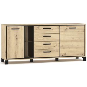 NABBI Vinap CH-2D4DRWRS dvojdverová komoda so zásuvkami dub artisan / wenge tmavá vyobraziť