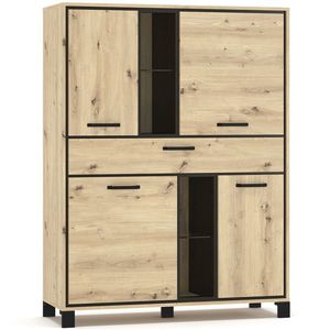 NABBI Vinap CH-4D1DRWR štvordverový regál so zásuvkou dub artisan / wenge tmavá vyobraziť