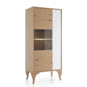 TARANKO Diament DI-W3/4 L/P vitrína s osvetlením biela / dub Diament vyobraziť