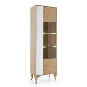TARANKO Diament DI-W1/2 L/P vitrína s osvetlením biela / dub Diament vyobraziť