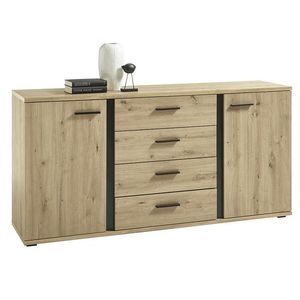 KONDELA Kanode dvojdverová komoda so zásuvkami dub artisan / čierna vyobraziť