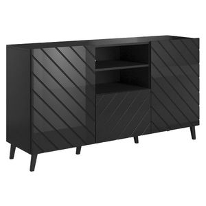 CAMA MEBLE Abeto dvojdverová komoda so zásuvkou čierna / čierny lesk vyobraziť