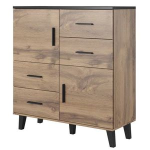 CAMA MEBLE Lotta 110 2D4S dvojdverová komoda so zásuvkami dub wotan / čierna vyobraziť
