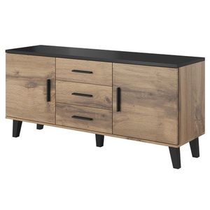 CAMA MEBLE Lotta 150 2D3S dvojdverová komoda so zásuvkami dub wotan / čierna vyobraziť