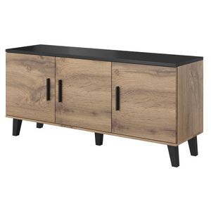CAMA MEBLE Lotta 150 3D dvojdverová komoda so zásuvkami dub wotan / čierna vyobraziť