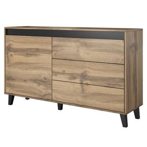 CAMA MEBLE Nord jednodverová komoda so zásuvkami dub wotan / antracit / čierna vyobraziť