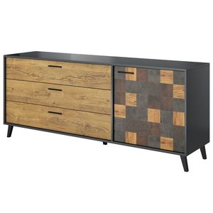 CAMA MEBLE Soul 1D3S jednodverová komoda so zásuvkami antracit / alpský dub tmavý / aquare dance dark vyobraziť