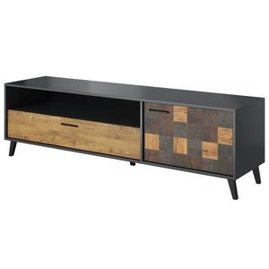 CAMA MEBLE Soul 180 tv stolík antracit / alpský dub tmavý / aquare dance dark vyobraziť