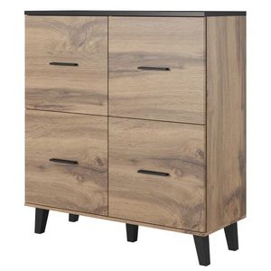 CAMA MEBLE Lotta 110 4D dvojdverová komoda so zásuvkami dub wotan / čierna vyobraziť