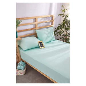 Svetlomodrá napínacia bavlnená plachta a obliečka na vankúš v súprave 180x200 cm – Mila Home vyobraziť