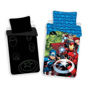 Bavlnené detské obliečky na jednolôžko so svietiacim efektom 140x200 cm Avengers – Jerry Fabrics vyobraziť
