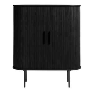 Čierna skrinka v dekore duba s posuvnými dverami 100x118 cm Nola – Unique Furniture vyobraziť