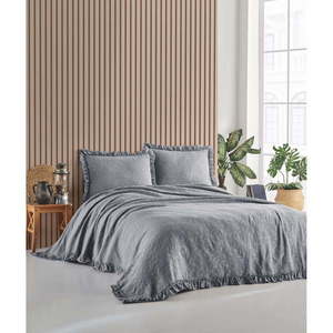 Sivý set prikrývky a obliečky na vankúš na dvojlôžko 220x240 cm Ilda – Mijolnir vyobraziť