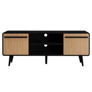 Čierny TV stolík v dekore duba 140x53 cm Chantal - Støraa vyobraziť
