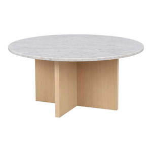 Biely mramorový okrúhly konferenčný stolík 90x90 cm Brooksville - Rowico vyobraziť