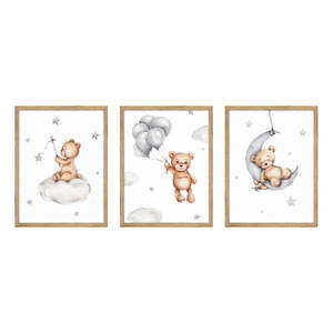 Detské obrázky v súprave 3 ks 30x40 cm Teddy Bear vyobraziť
