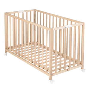 Skladacia postieľka na kolieskach v prírodnej farbe 60x120 cm Fold up – Roba vyobraziť