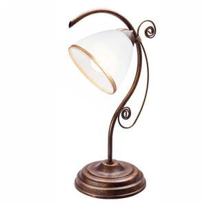 Bielo-hnedá stolová lampa so skleneným tienidlom (výška 39 cm) Retro Ii – LAMKUR vyobraziť