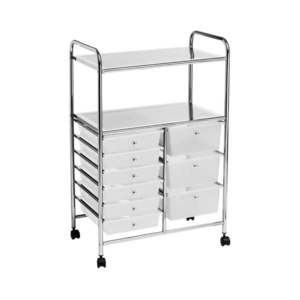 Plastový pojazdný regál v bielo-striebornej farbe 64x97 cm – Premier Housewares vyobraziť