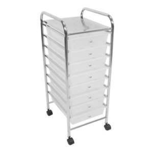 Plastový pojazdný regál v bielo-striebornej farbe 33x83 cm – Premier Housewares vyobraziť