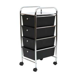 Plastový pojazdný regál v čierno-striebornej farbe 33x79 cm – Premier Housewares vyobraziť
