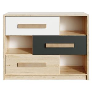 NABBI Aurin CH-1100-3DR komoda so zásuvkami pieskový artisan / biela / antracit vyobraziť
