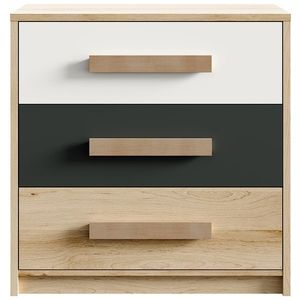 NABBI Aurin CH-850-3DR zásuvková komoda pieskový artisan / biela / antracit vyobraziť