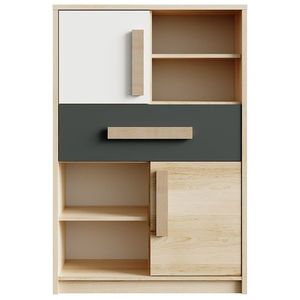 NABBI Aurin CH-2D/1DR dvojdverová komoda so zásuvkou pieskový artisan / biela / antracit vyobraziť