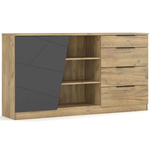 NABBI Viliam CH-1D4DRWS jednodverová komoda so zásuvkami dub craft zlatý / sivá vyobraziť