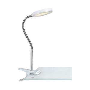 Biela stolová LED lampa so štipcom Markslöjd Flex vyobraziť