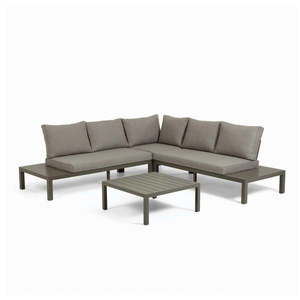 Set hnedého záhradného nábytku s hliníkovou konštrukciou Kave Home Duka vyobraziť