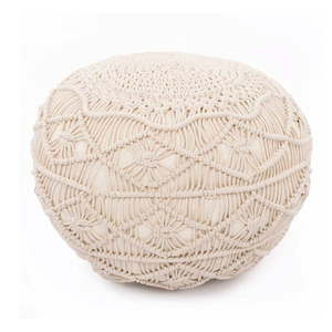 Béžový puf Tiseco Home Studio Macramé, výška 35 cm vyobraziť