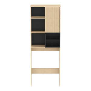 Čierna vysoká kúpeľňová skrinka v dekore duba nad práčku/toaletu 64x179 cm Kube - TemaHome vyobraziť