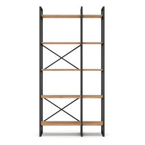 Čierny/prírodný regál v dekore duba 87, 5x175 cm Dusan – Marckeric vyobraziť