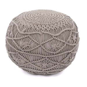 Svetlosivý puf Tiseco Home Studio Macramé, výška 35 cm vyobraziť