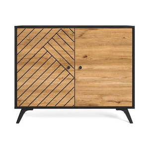 Čierna/v prírodnej farbe komoda v dekore duba 92x81 cm Zebra – Marckeric vyobraziť